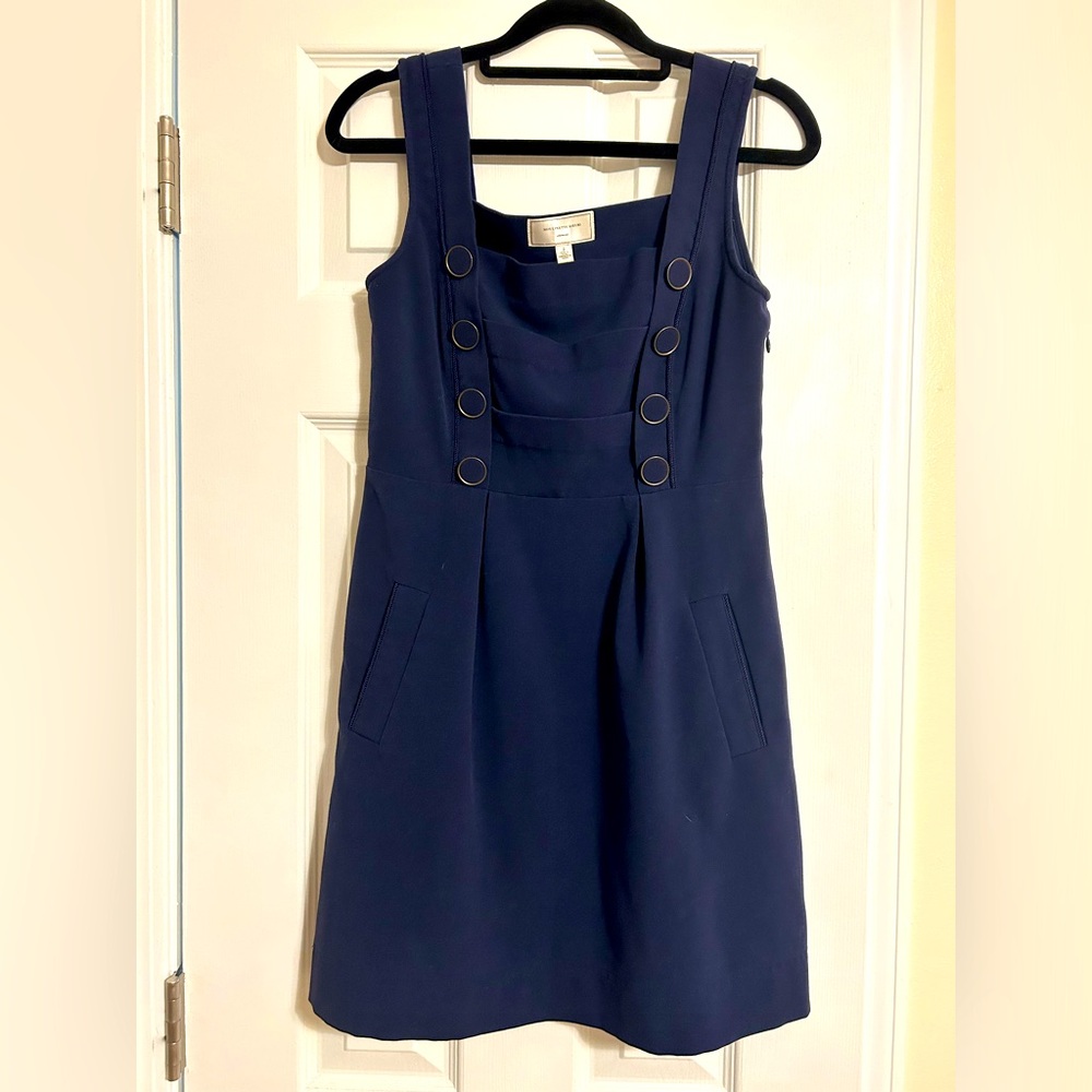 Moulinette Soeurs Anthropologie Navy Blue Mini Dress Size 2 Nautical Buttons